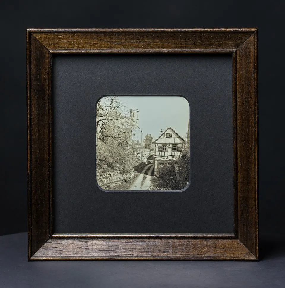 Gerahmte Daguerreotypie: Schloss Kirchberg an der Jagst.