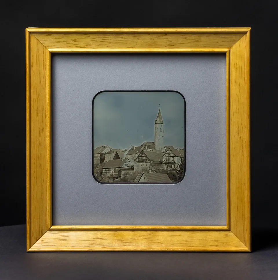 Gerahmte Daguerreotypie: Altstadt von Kirchberg an der Jagst.