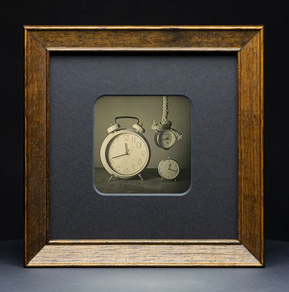 Gerahmte Daguerreotypie: Die Zeitmaschine.