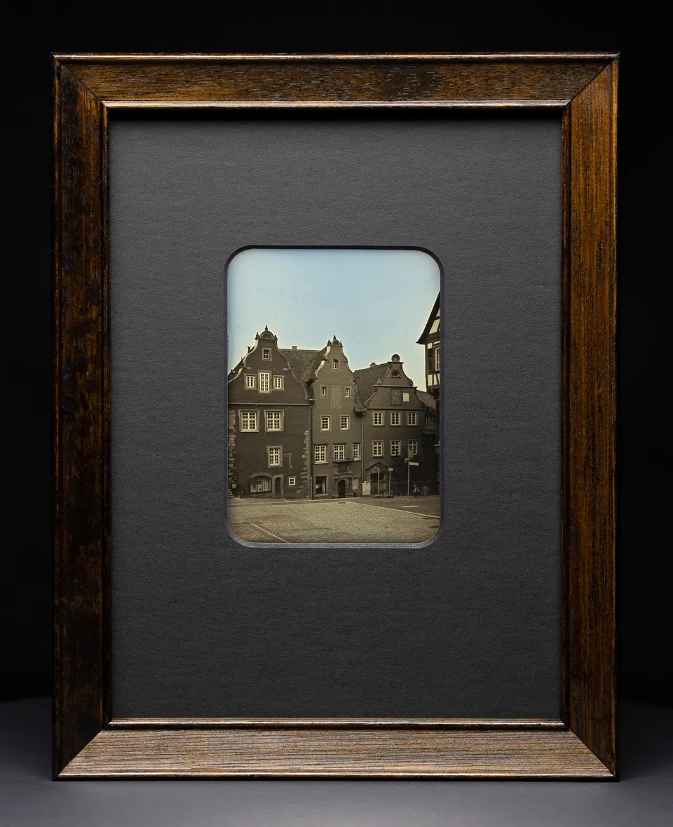 Gerahmte Daguerreotypie: Stellwaghaus am Marktplatz.