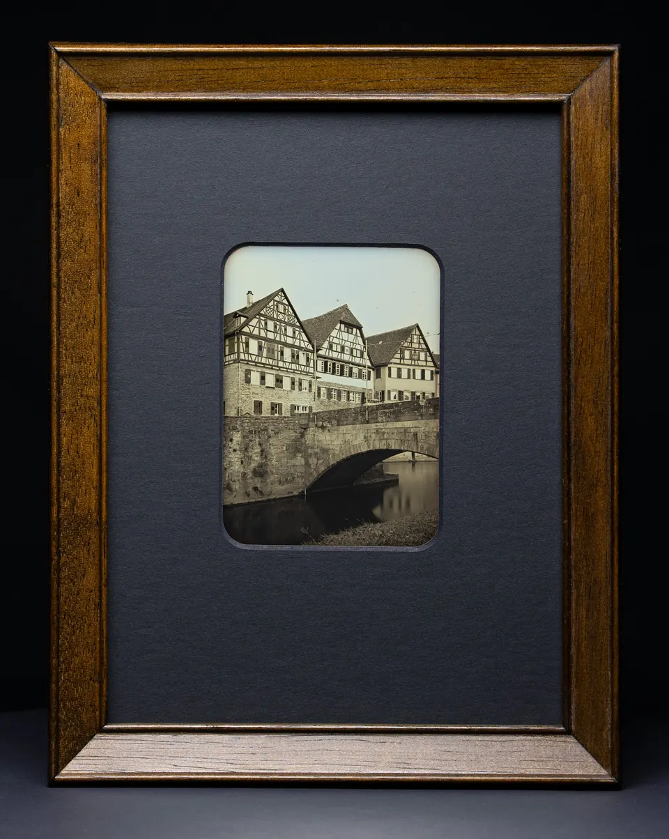 Gerahmte Daguerreotypie: Brücke am Steinernen Steg.