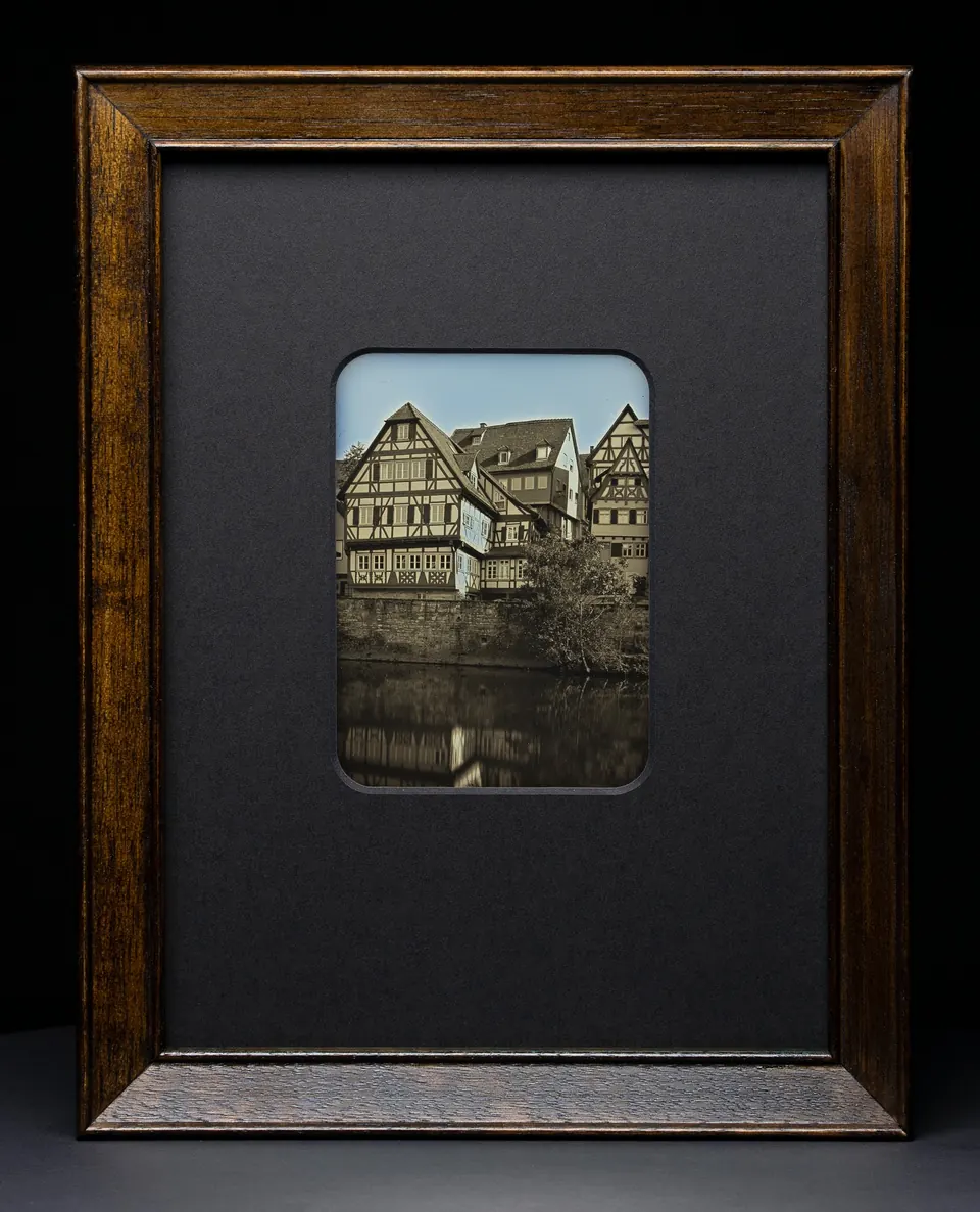 Gerahmte Daguerreotypie: Mauerstraße am Kocher.