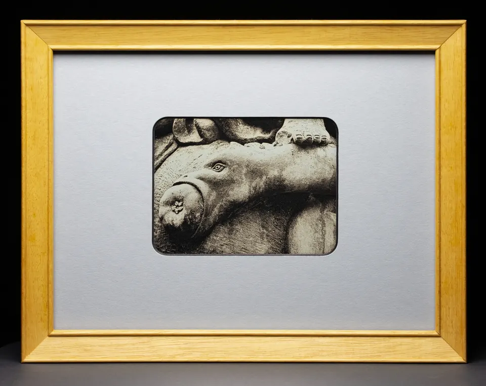 Gerahmte Daguerreotypie: Fragment der Statue an der Bildersteige.