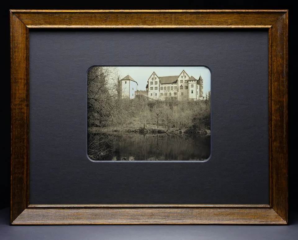 Gerahmte Daguerreotypie: Schloss Jagsthausen.
