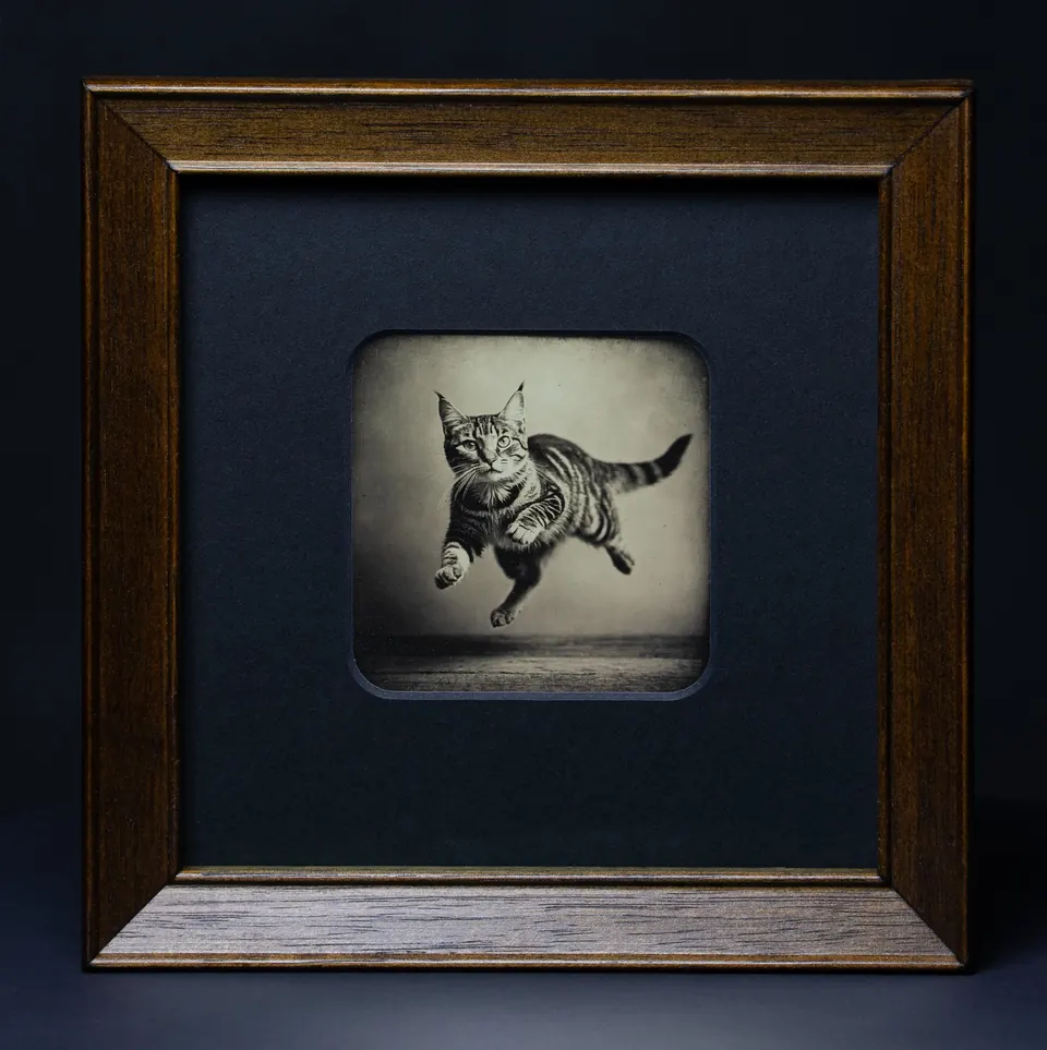 Gerahmte Daguerreotypie: Die Katze.