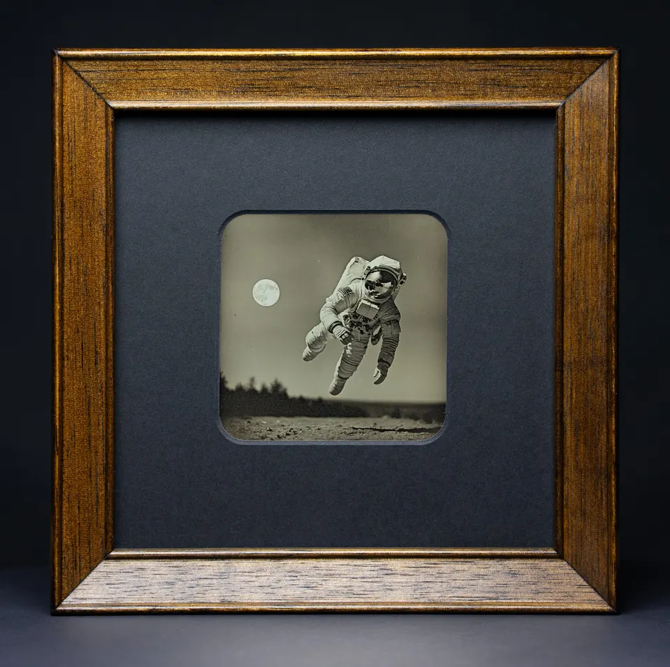 Gerahmte Daguerreotypie: Der Fall des Ikarus.